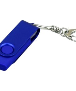 USB 2.0- флешка промо на 16 Гб с поворотным механизмом и однотонным металлическим клипом